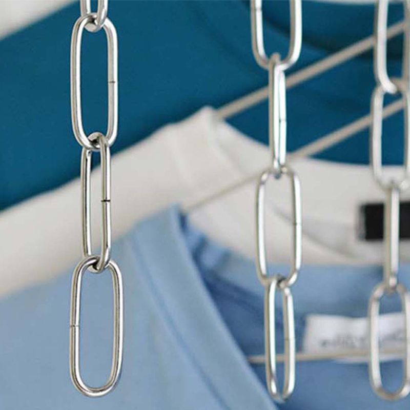 Stainless Steel Clothes Market Shop Display Hanging Chain Hooks With Ring Hanger