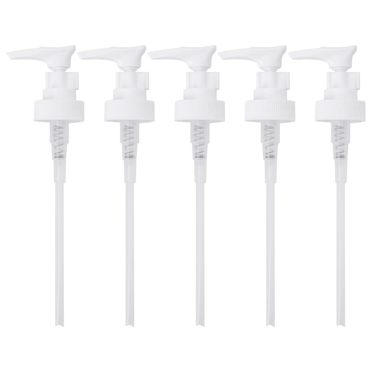 3/5 Press Style Dispenser Pumps 28/400 PP Plastic Lotion Soap Dispensing Pump with Tube Durable Bathroom Dispensador Accessories: White 5Pcs