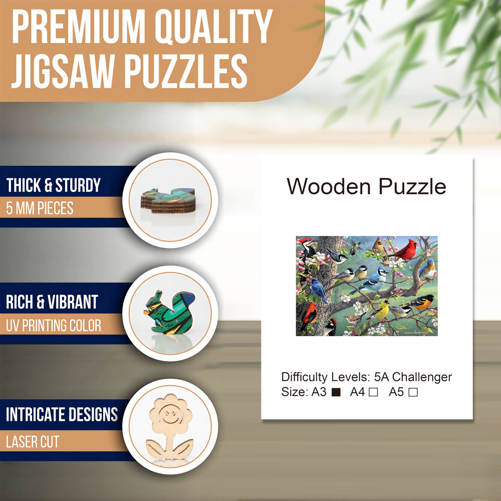 Rompecabezas de madera aterciopelado de pájaro, piezas únicas en forma de animal, juego de ocio DIY, juguete para divertido, adecuado para familiares y amigos