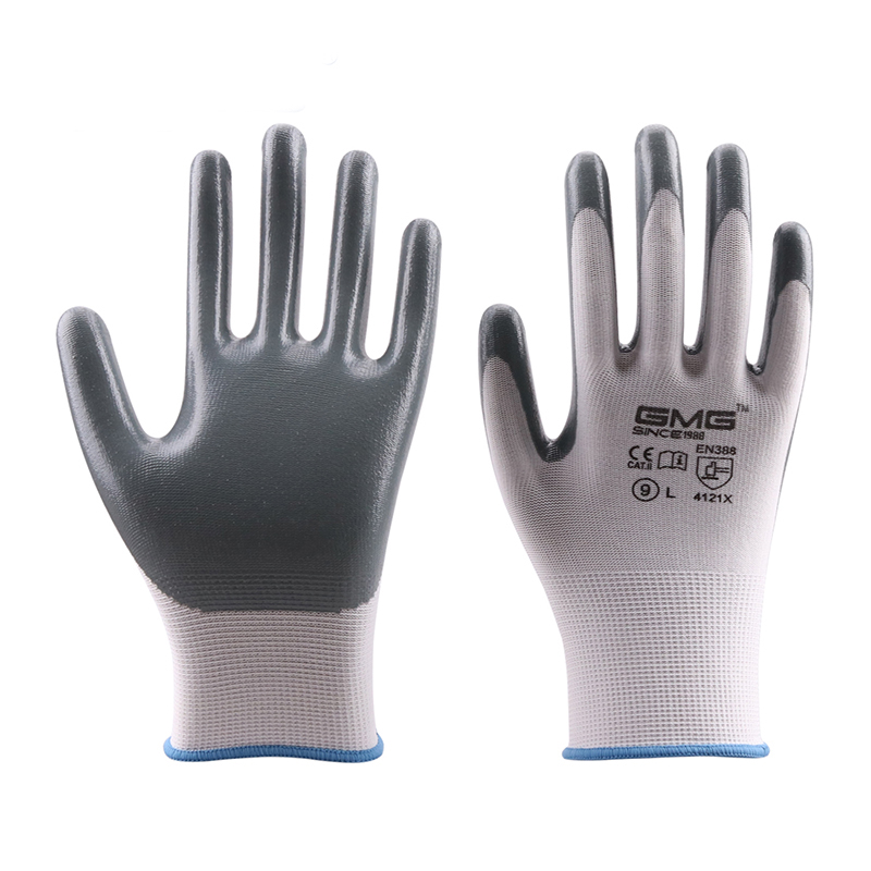 Gmg 6 pairs nitrilo luvas de trabalho segurança jardim mecânico de proteção automontagem pintura impressão bom aperto feminino masculino luvas à prova de óleo: White-6 Pairs / S