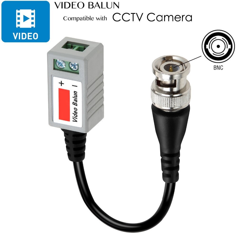 Transceptor de vídeo trenzado pasivo Balun macho BNC a CAT5 RJ45 UTP para sistema de cámaras de seguridad CCTV AHD DVR (5 pares 10 piezas)