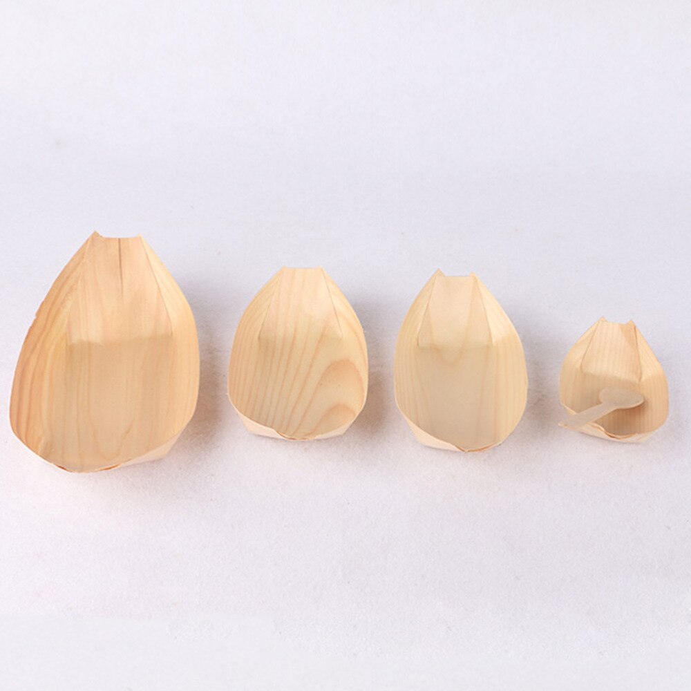 50 stuks wegwerp houten dienbladen grote natuurlijke berkenhouten serveerboten borden schalen voor eten snacks hapjes  (6 x 4 x 2cm)