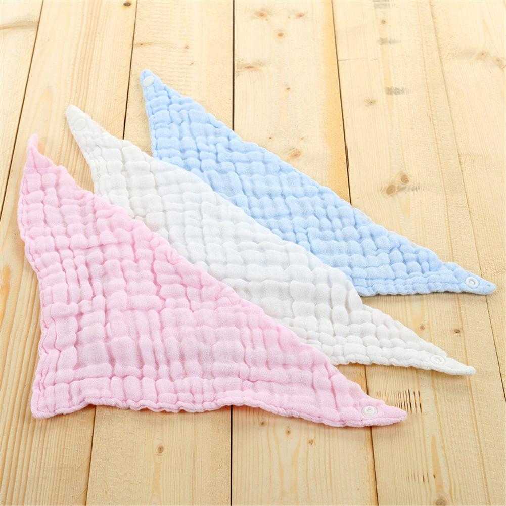 Unisex Prodotti Per Bambini Saliva Asciugamano bavaglini Sei Strati Di Pieghe Lavato Cotone di Colore Solido Triangolo Bavaglino
