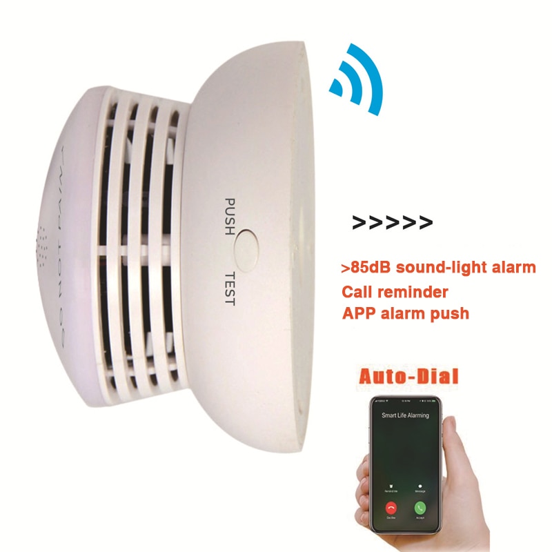 WIFI Rauchmelder Auto Zifferblatt Telefon Tuya Clever Heimat Anti-feuer Feuer Alarm Sensor Schutz App Nachricht Alarm Fernbedienung Kontrolle
