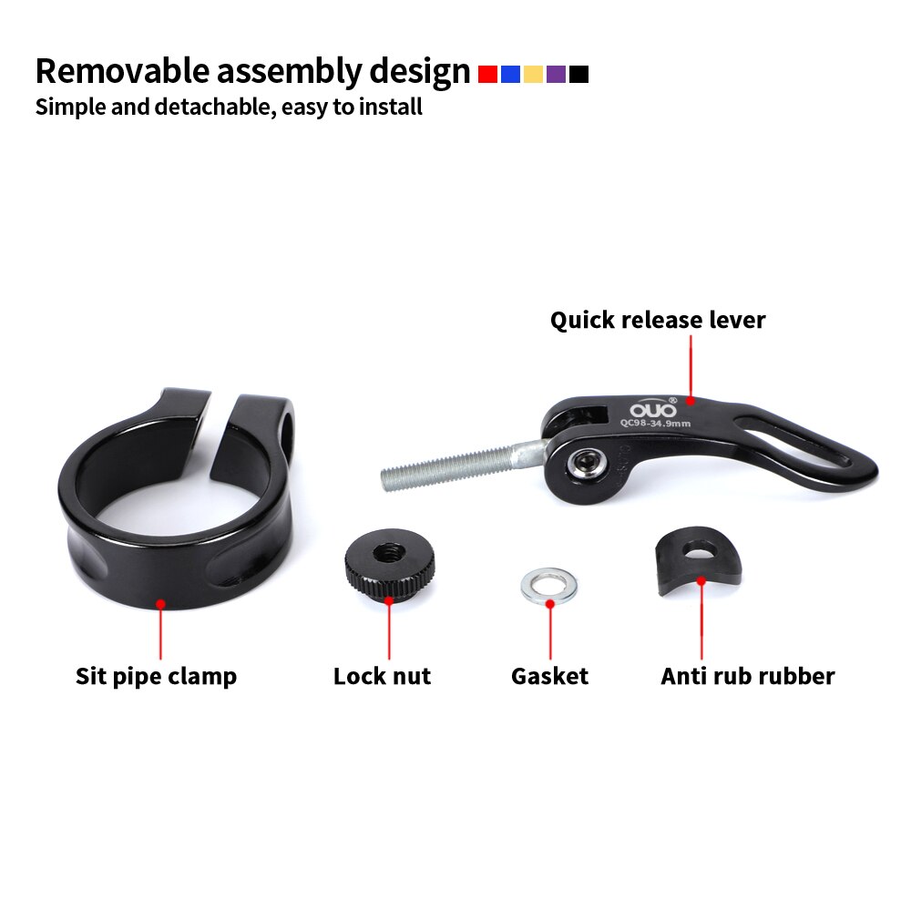 Ouo Quick Release Zadelpenklem Aluminium Fiets Zadel Klem 31 8 Mtb 27.2 Zadelpen Sluiting Onderdelen Voor Fiets