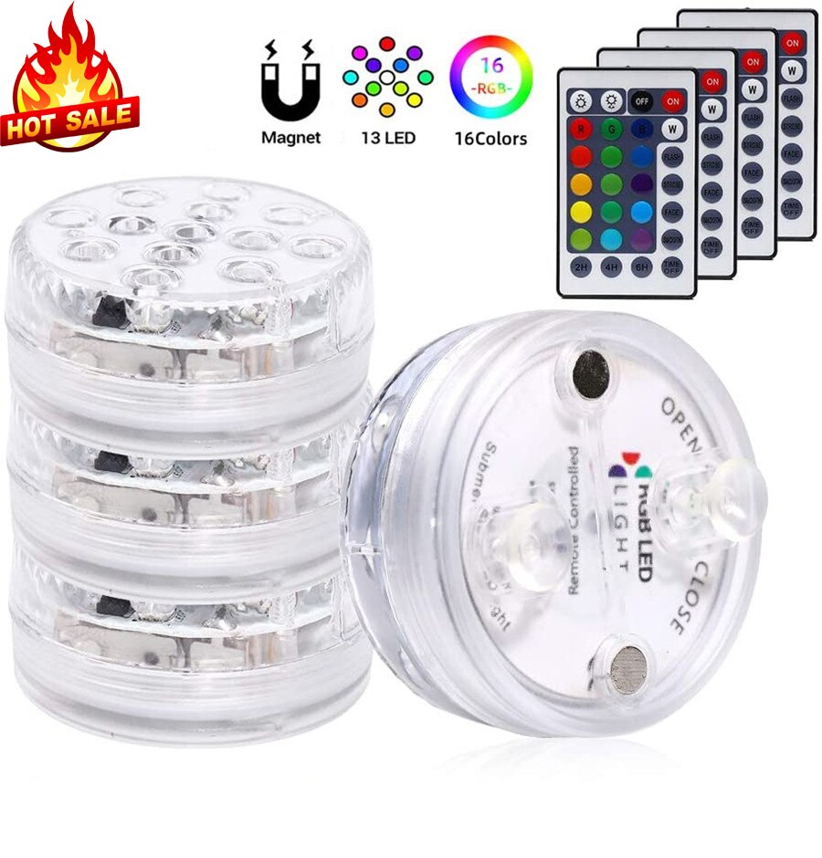 16 Colors Submersible Led Lights Underwater LED Night Light Vase Fishtank Lamp With Remote Control AA Battery