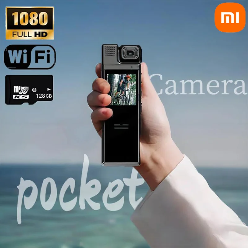 Xiaomi 8k hd mini actiecamera met wifi, 180 ° draaibare achterclip, ir-nachtzicht, sportcamera, reiscamera, fietser, videorecorder