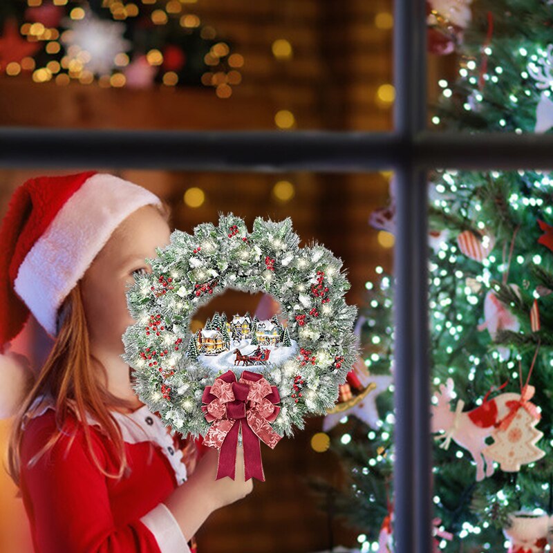 Christmas Garland Cartoon Static Stickers Moisture Proof Window Glass Door Home Decoration JA55