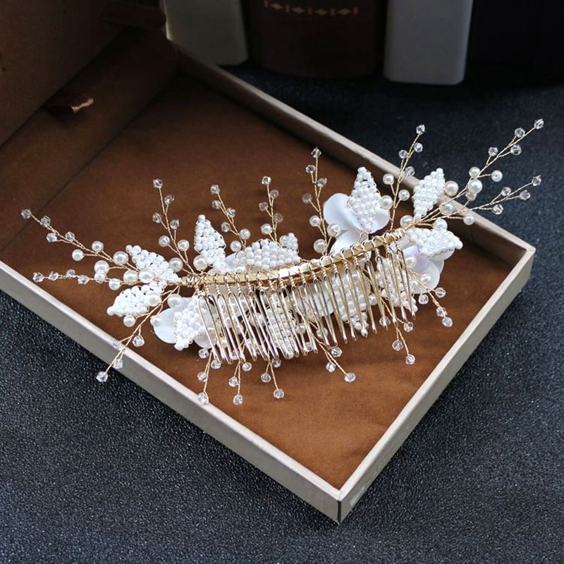 Tocado para novia con perla de cristal accesorios para boda accesorios para matrimonio tocado de flores peigne mariage