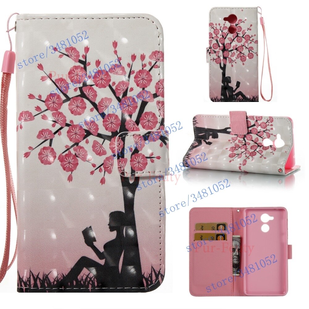 Flip Wallet Case for Huawei Honor 6C DIG L21HN Cover Butterfly Tower Case for Honor C6 DIG-L21 PU Leather Protective Phone Cover