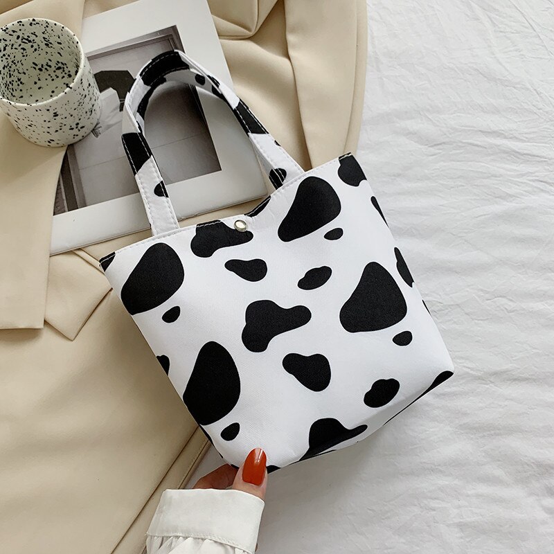 Sac fourre-tout japonais en toile, Mini fourre-tout Portable, Version coréenne Ins, sac à déjeuner pour filles, sac à bandoulière imprimé papillon léopard: 4