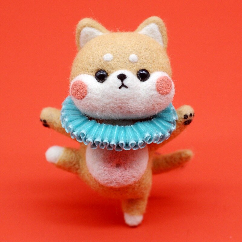 Cute Cartoon Animal DIY Wool Felt Handmade Craft Kit Needle Poked Kitting Unfinished Wool Felting Material: 3