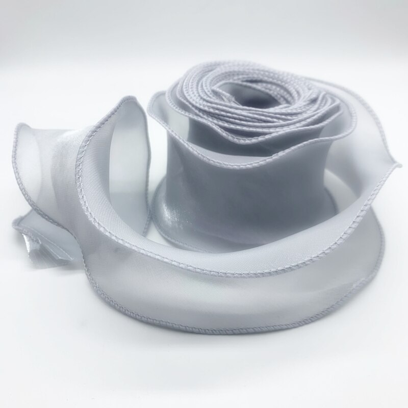 Cintas de encaje para adorno de pelo, listón Organza seda, borde ondulado de 60mm, 1 yarda/lote, tejido de costura, decoración de ropa: 01