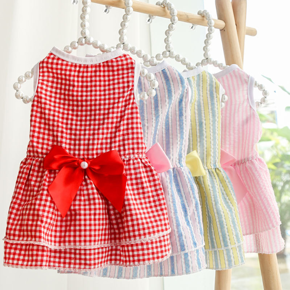 Pet Skirt Dogs And Cats Plaid Dress Skirt Bow Tie Skirt Dog Dress Cute Pet Clothing Pets Puppy Medium Large Dog