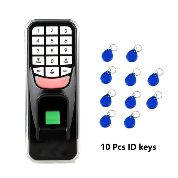 Fingerprint Password Key Lock Access Control Machine Biometric electronic door lock RFID reader scanner system: AC And 10 keys