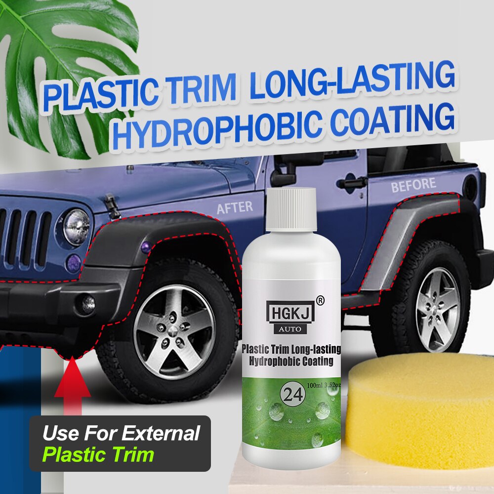 Hgkj plast trim coating bil udvendig restaurerer keramisk trim coating kit biltilbehør hydrofobisk forfriskende middel