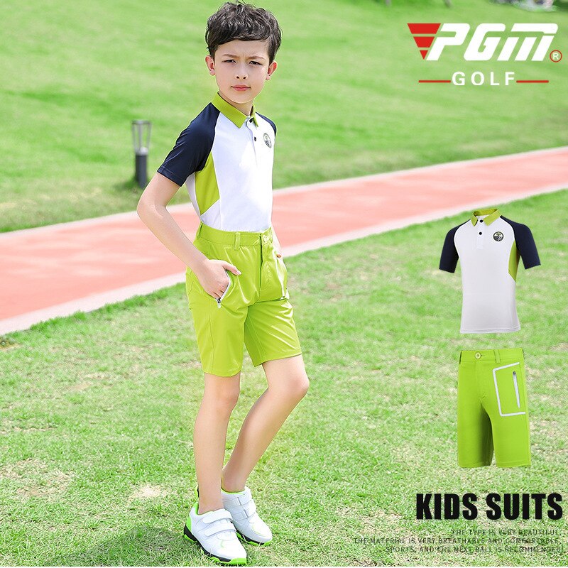 Pgm adolescent garçons vêtements costumes été enfants à manches courtes t-shirt haut Stretch Shorts sport vêtements de golf D0784