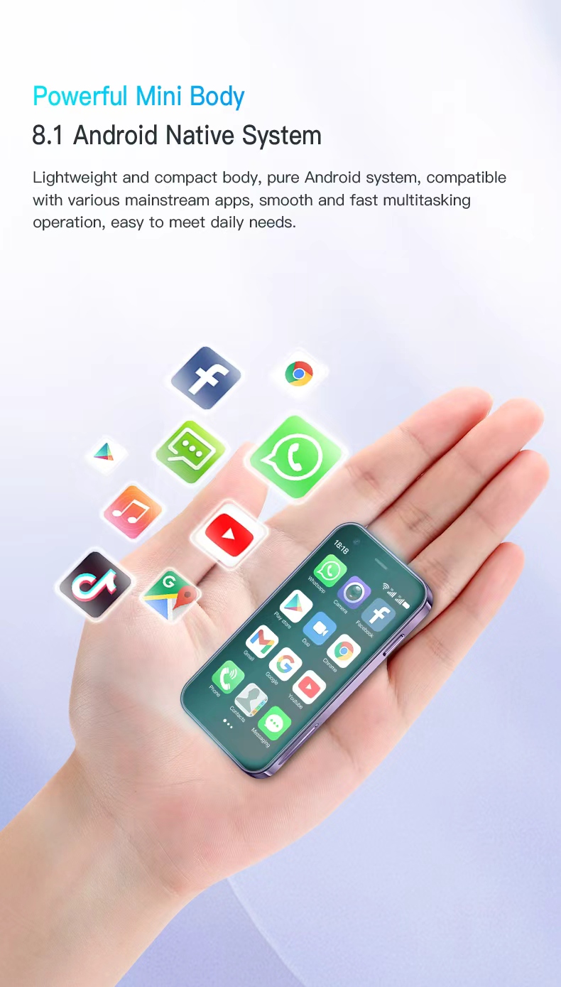 Soyes mini 24 3.0 Polegada smartphone de tela pequena 32gb de armazenamento android 8.1 sistema puro suporte play store duplo sim dupla espera