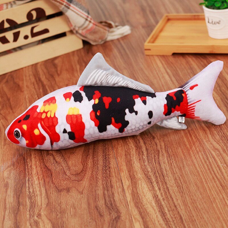 Haustier Weichen Plüsch Kreative 3D Karpfen Fisch bilden Katze Spielzeug Katzenminze Fisch Gefüllte Kissen Puppe Simulation Fisch Spielen Spielzeug für Haustier: Showa dreifarbig koi / 30cm mit  Reißverschluss