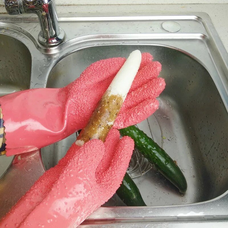 Kitchen Scale Gloves Peeling Glove Potato Washing Fish Scale Scraping Magic Rubber Silicone Washing Cleaning Gloves