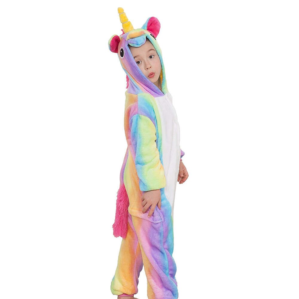 Pijama de Pegaso arcoíris para niños, traje de unicornio, mono con capucha, ropa de dormir, Kigurumi