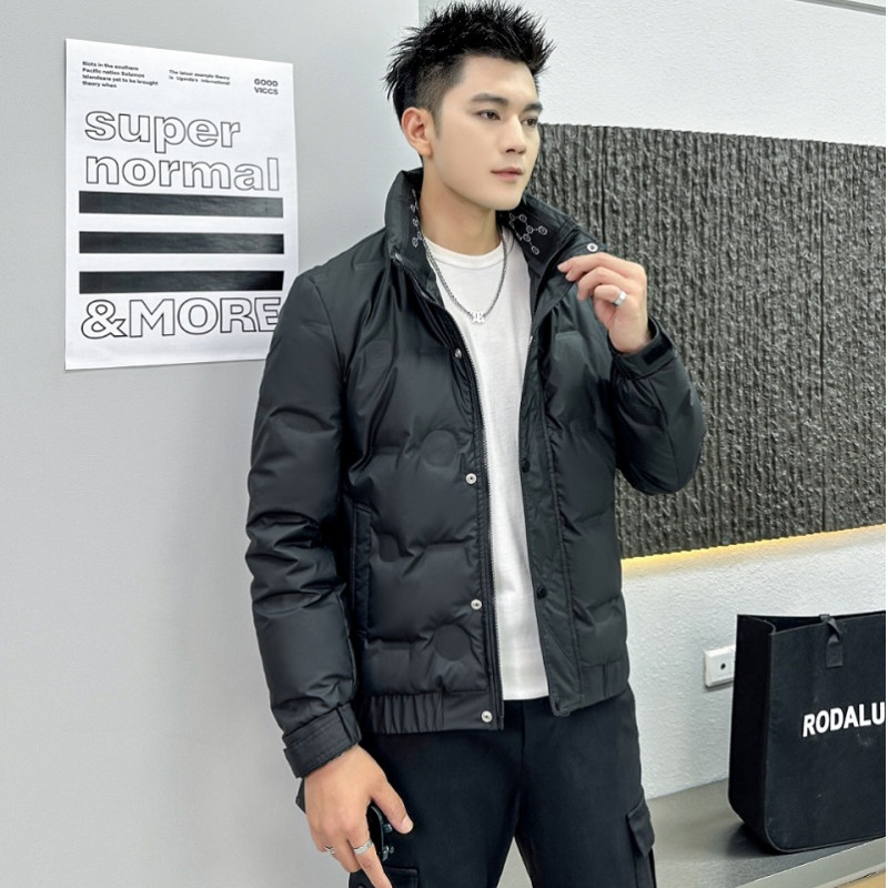 2024 weiße Ente Unten Jacke Männer Wasserdicht lässig Tragbare draussen Leichte Gepolsterte Männliche Mäntel Jacke Herbst Winter: L / schwarz