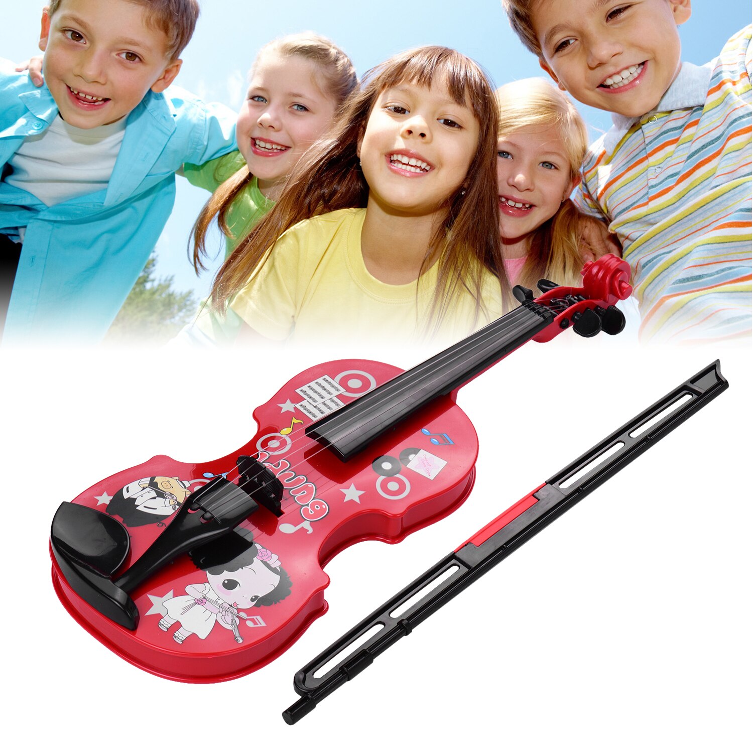 Kids Little Viool Met Strijkstok Fun Educatief Muziekinstrumenten Elektronische Viool Speelgoed Voor Peuters Kinderen Jongens Meisje Rood