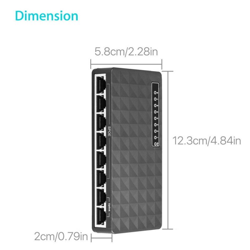 1PC Practical Durable Mini Ethernet Network Desktop Switch 8 Port 10/100Mbps Lan Fast Internet Hub