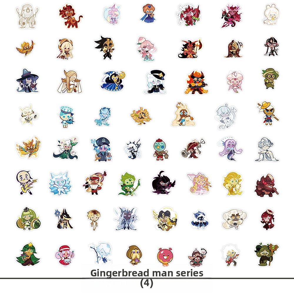 300 Stickers Collection of Cookie Run Kingdom Stickers Cute DIY Diary Laptop Skateboard Graffiti Decals decoration materials: Burgundy
