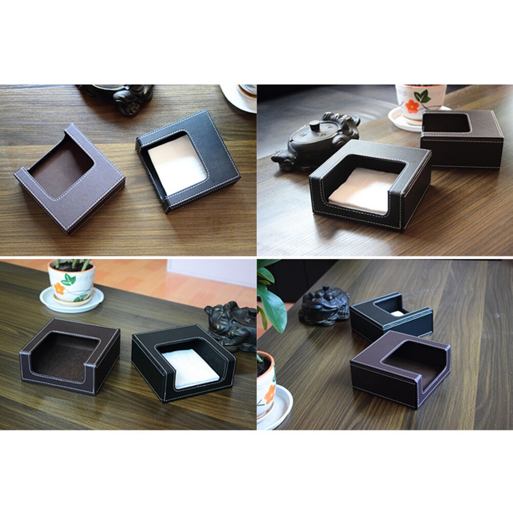 Car Bathroom Desktop Square Dispenser Office PU Leather Tissue Box Kitchen Restaurant Hotel Paper Towel Organizer Napkin Storage