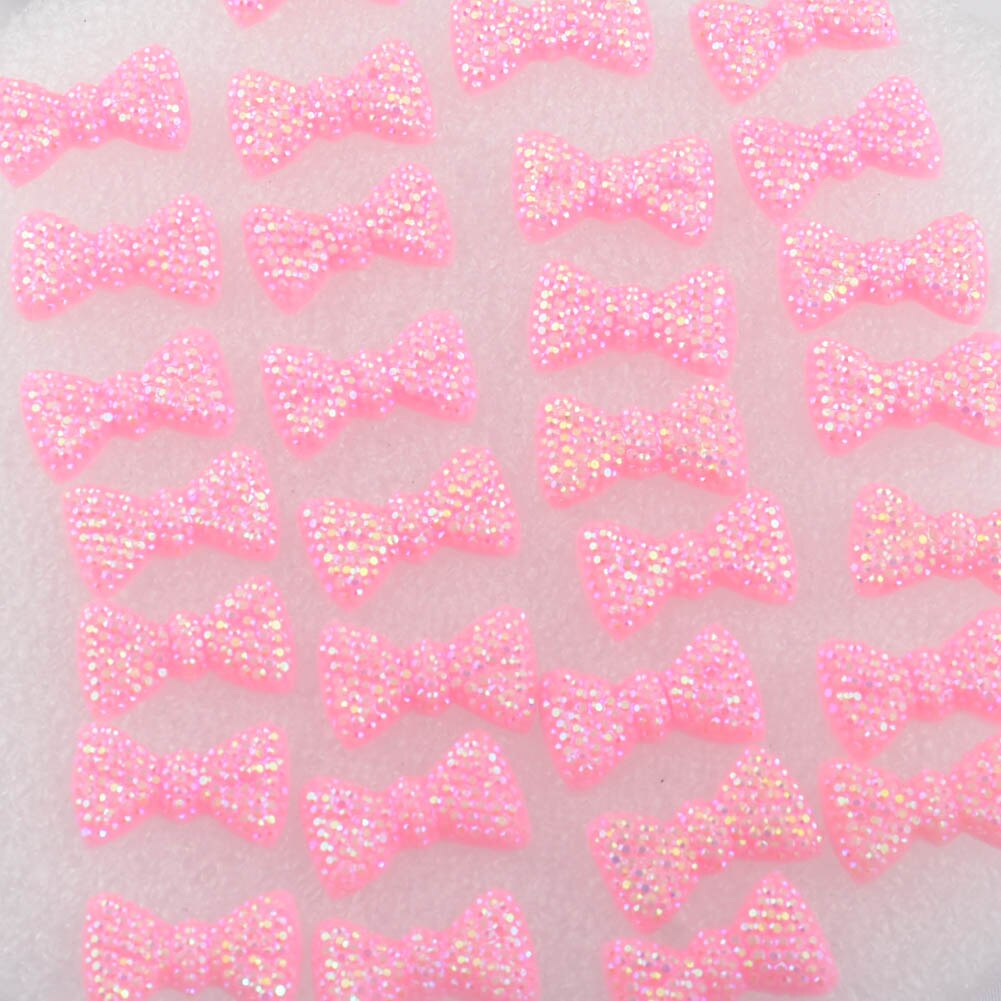 BOLIAO 20 pièces 12*20mm (0.47*0.79 po) résine en forme d'arc rose AB couleur Scrapbook brillant délicat vêtements/sacs/chapeaux décoration bricolage