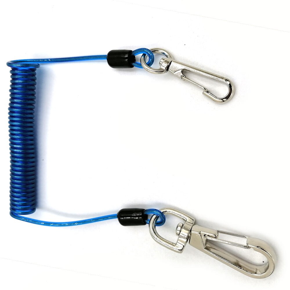 1.6Meter Stretch Roestvrij Staaldraad Kern Vissen Lanyard Met Karabijnhaak Varen Intrekbare Safty Lente Spoel Touw