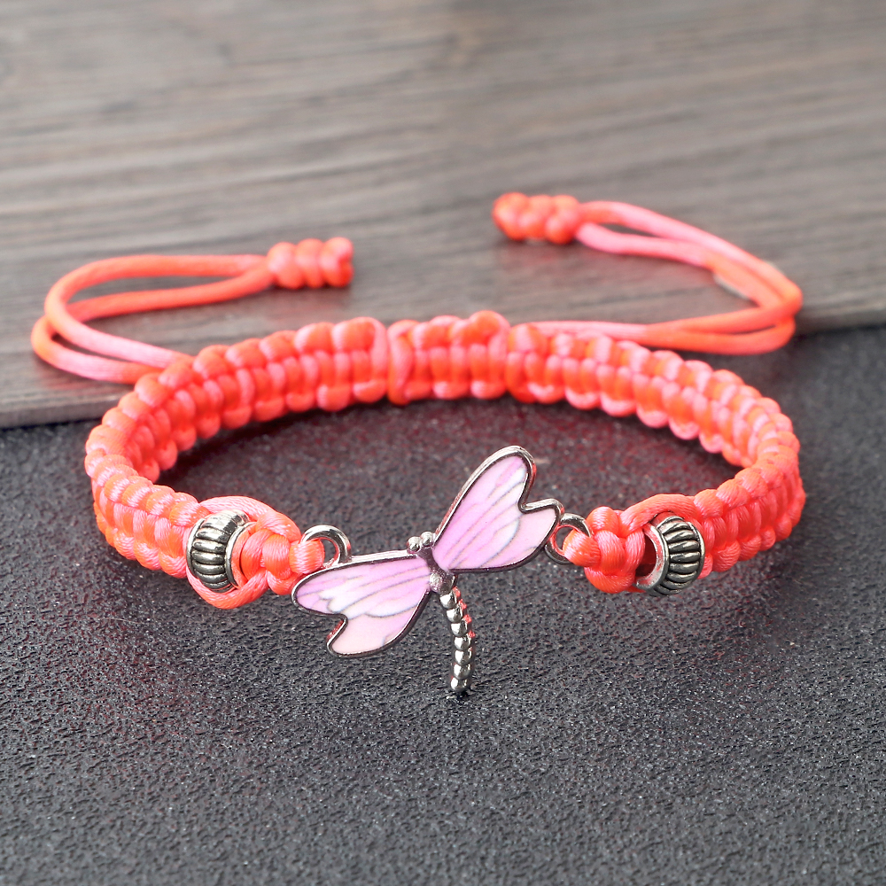 Dragonfly Hanger Gevlochten Armbanden Lucky Paars String Touw Vrouwen Mannen Mode-sieraden Handgemaakte Verstelbare Armbanden Charm