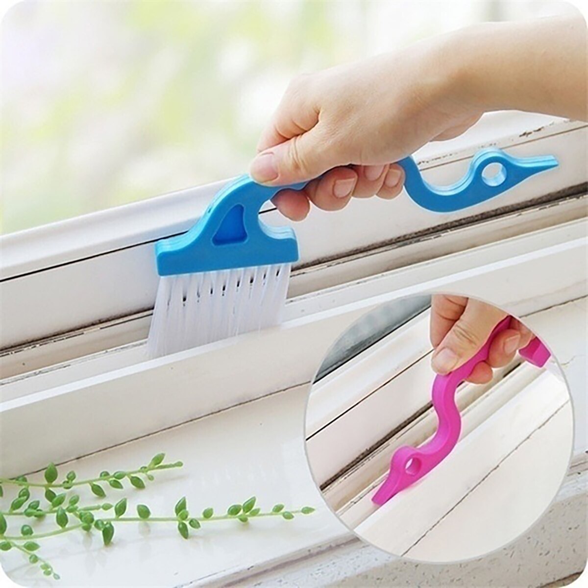 Brush Air Louvers Brush Tube Hand-held Slit Trench Doors Cleaning broom Random Color