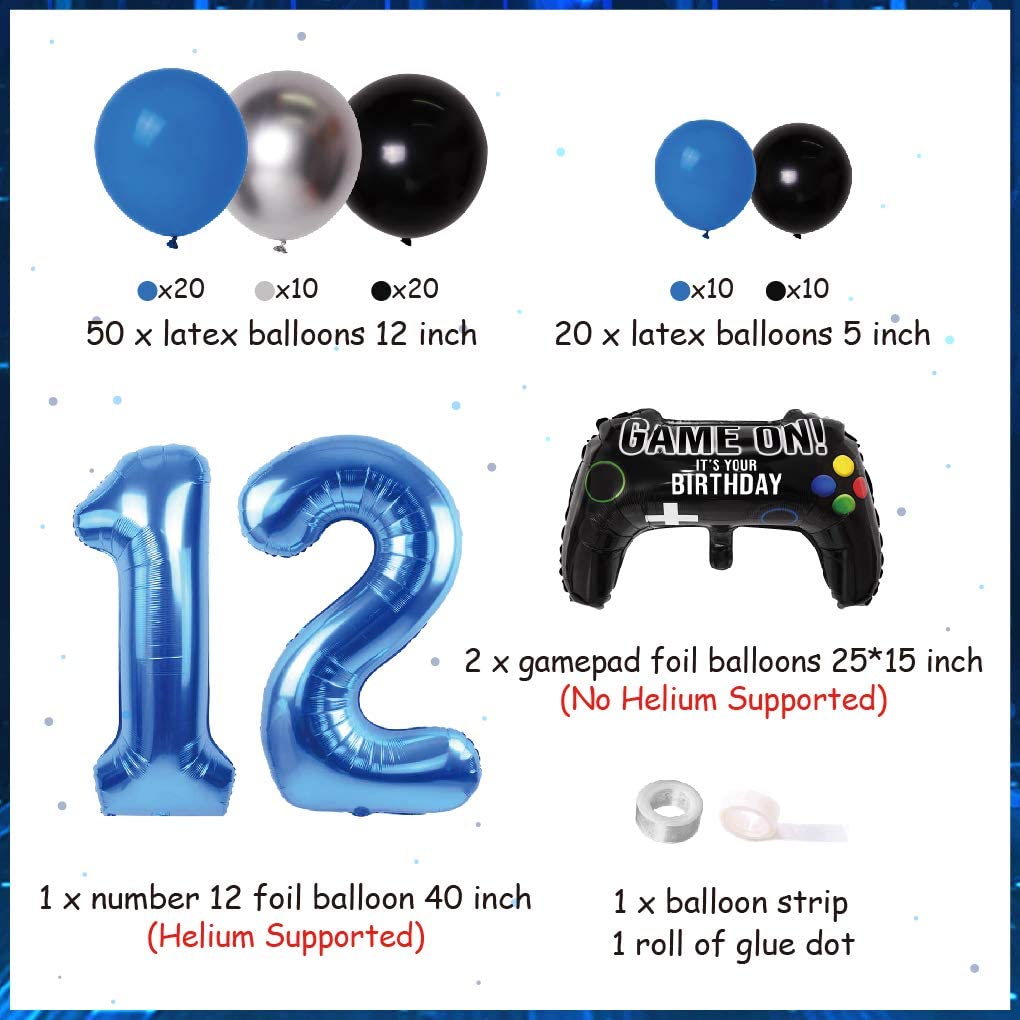Video Game 12th Birthday Decorations for Boys Balloon Garland Kit - Level up Gaming Themed 12 Birthday Decorations