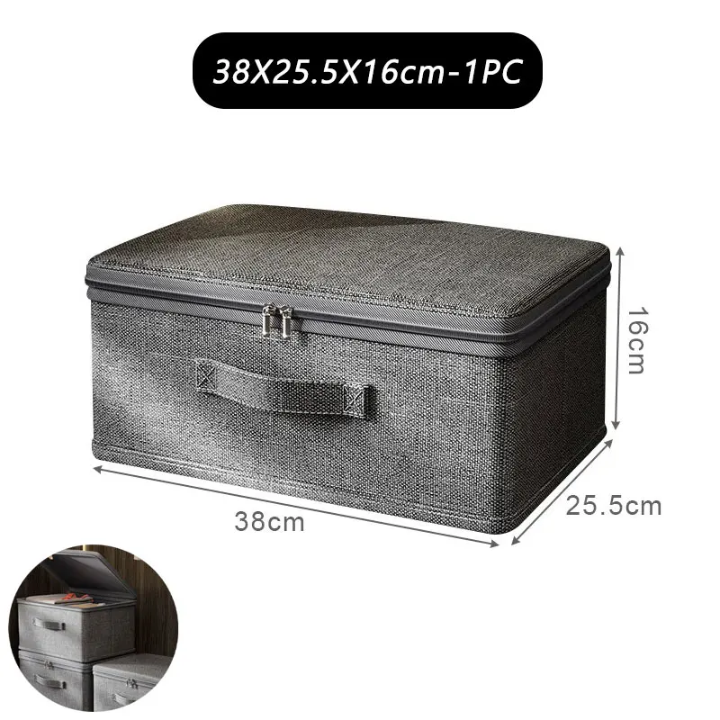 Boîte de rangement pour vêtements avec fermeture éclair, sac de rangement pliable de grande capacité pour vêtements et couettes, organisateur de garde-robe, boîte de rangement pour sous-vêtements: Bleu