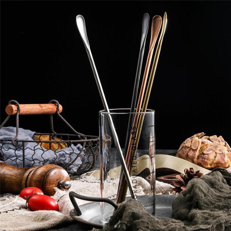 Stainless Steel Spoon Long Gourd Handle Mixing Stirring Ice Tea Coffee Spoon Bar Tableware Mirror Polishing