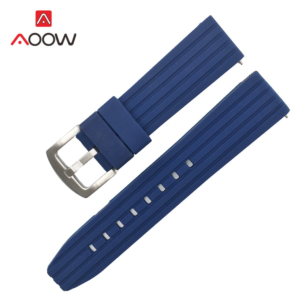 Pulseira de relógio de silicone de 20mm 22mm 24mm, pulseira para samsung galaxy watch 42mm 46mm à prova d' água, liberação rápida pulseira bracelete preto azul