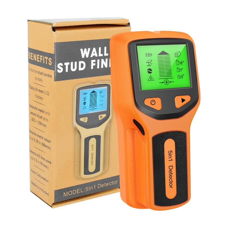 Detector de Metales 5 en 1, escáner de pared, buscador de madera de CA, cables, rastreador de profundidad, caja eléctrica, detectores industriales de pared: 02