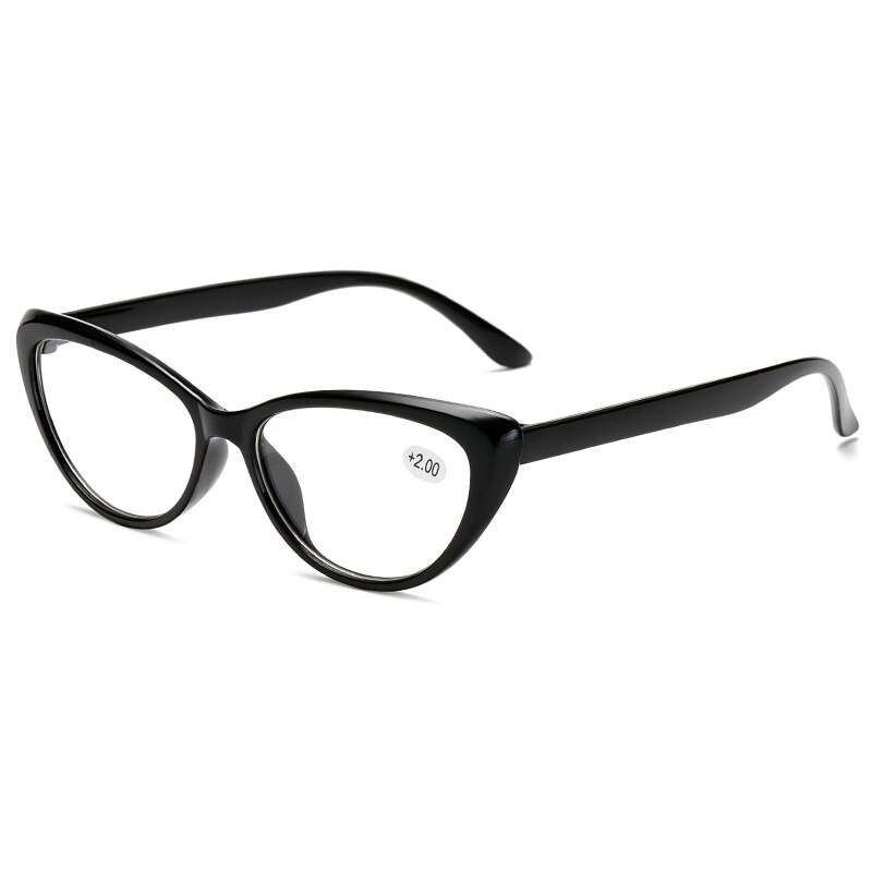 Ahora lunettes de lecture yeux de chat femmes avec dioptrie + 1.0 1.5 2.0 2.5 3.0 3.5 4.0 résine lentille presbytie lunettes: +100 / Black