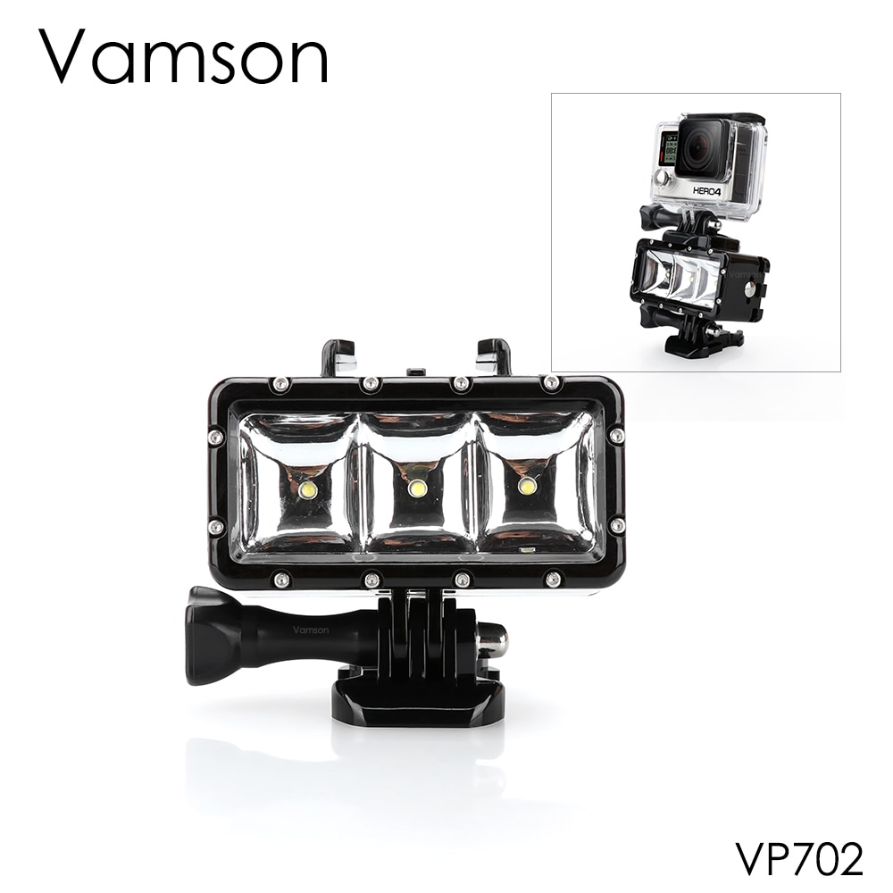 Vamson voor GoPro Hero 6 5 4 Onderwater Lamp Duiken Waterdichte LED Flash Light Mount voor Eken voor Xiaomi YI voor SJCAM VP702