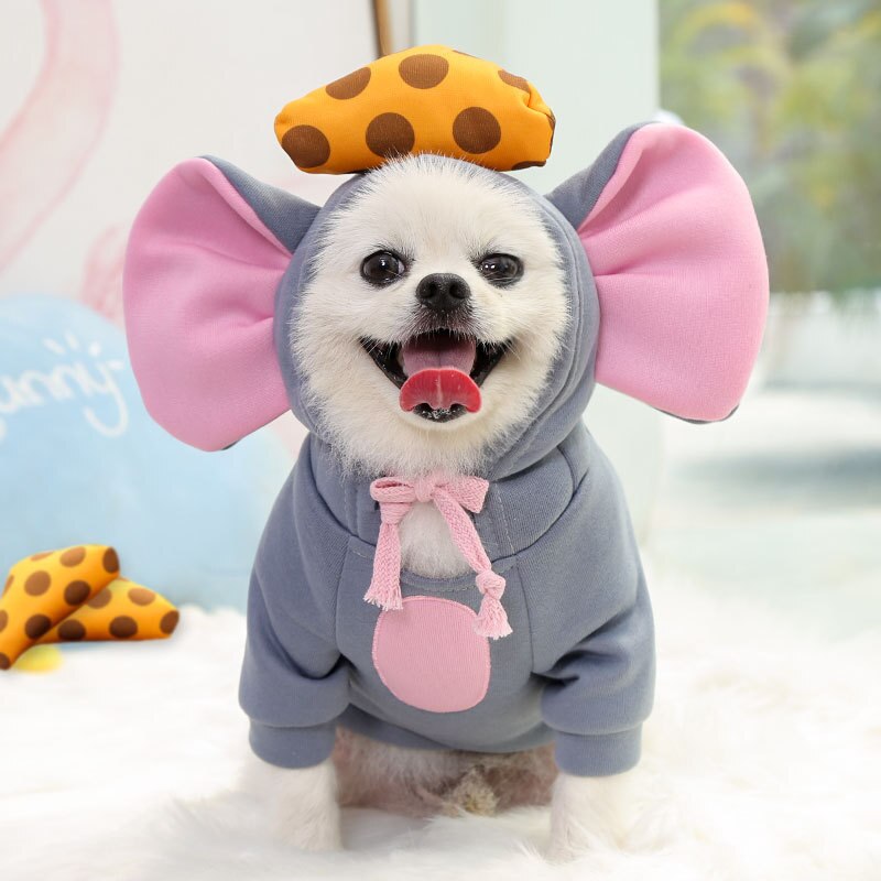 Mice Cosplay Dog Costume Funny Winter Warm Clothes For Small Dogs Cats Pet Dog Hooded Sweater Soft Puppy Clothes Pets Outfits