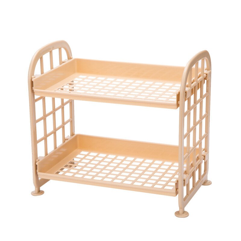 Dubbele Laag Mesh Bestand Lade Organizer Document Tijdschriftenrek Plastic Boek Houder Desktop Opslag Mand Plank Briefpapier: Beige