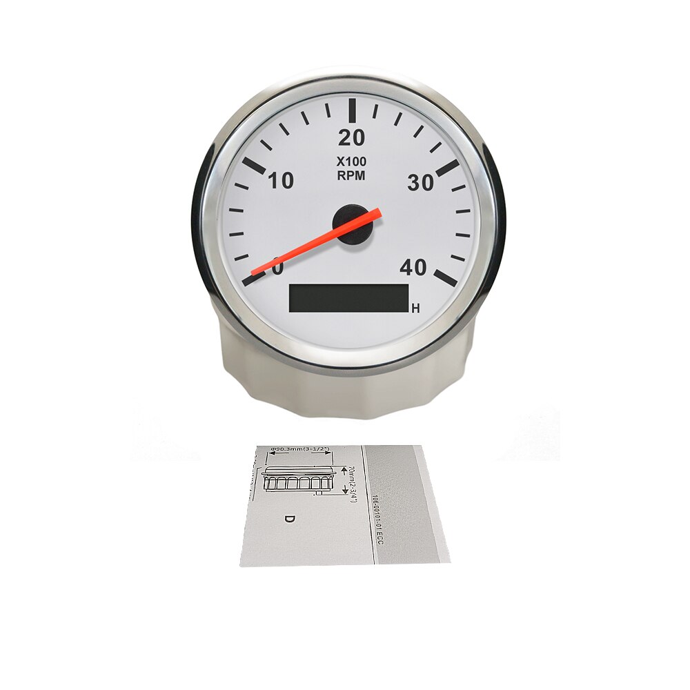 Drehzahlmesser 3K 4K 6K 8K RPM Tacho Gauge REV Zähler mit Stunde Meter 85mm Benzin diesel Motor 9-32V Rot Hintergrundbeleuchtung: 4K-WS
