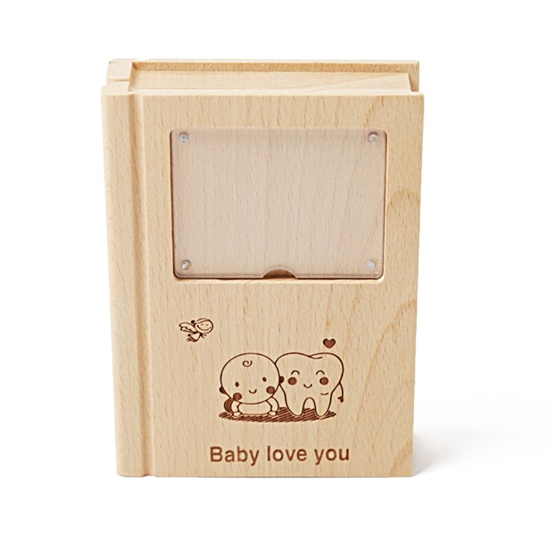 Baby Tooth Storage Box Wooden Milk Teeth Memory Organizer Keepsake Box for Children Boys Girls Souvenirs: Tooth Baby