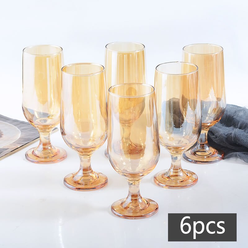 Wine Glass Gold Painting Goblet Glasses Champagne Flutes Cups Home Party Wedding Cocktail Glasses Juice Cup: 6PCS 350ML