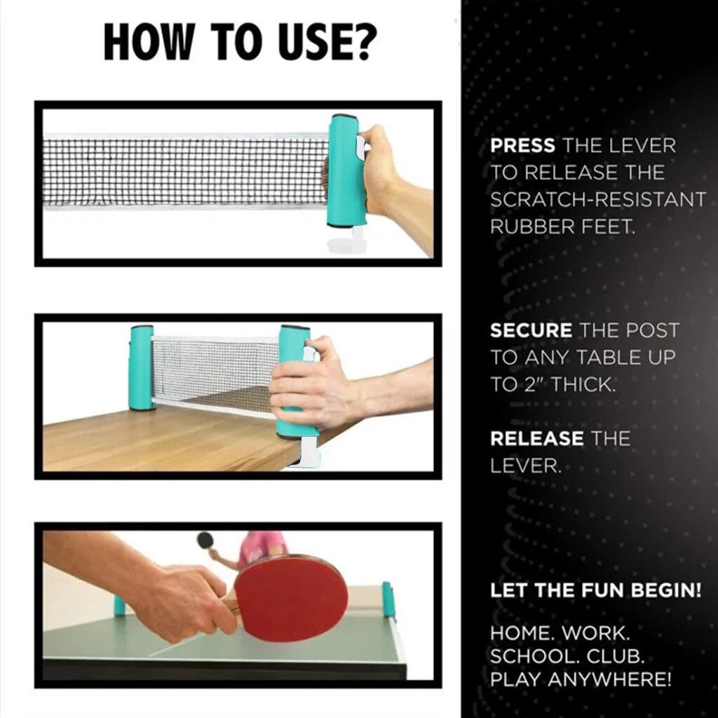Table Tennis Net - Retractable - Portable Mesh - Ping Pong Replacement Kit - Sports Tools