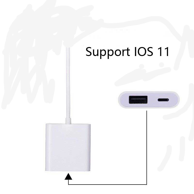 4 In 1 Lightning To USB Camera Adapter SD/TF Card Reader Kit for IphoneX XS 8/7 Ipad USB 3.0 OTG Cable 8 Pin Charging Port: Support IOS11