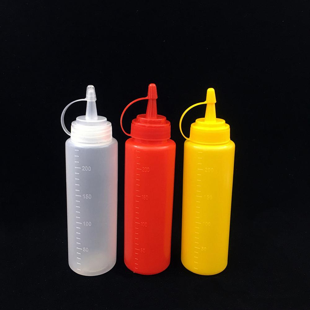 Condiment Squeeze Bottles Sauce Squirt Bottle with Twist On Cap Lids Ketchup Mustard Mayo Sauces Oil Bottles Kitchen Gadget