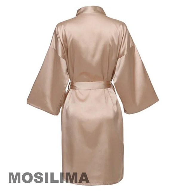Bata de novia para equipo de de boda, Kimono con letras negras, Pamas de satén, albornoz liso para dama de honor SP2000: XXL / Naranja